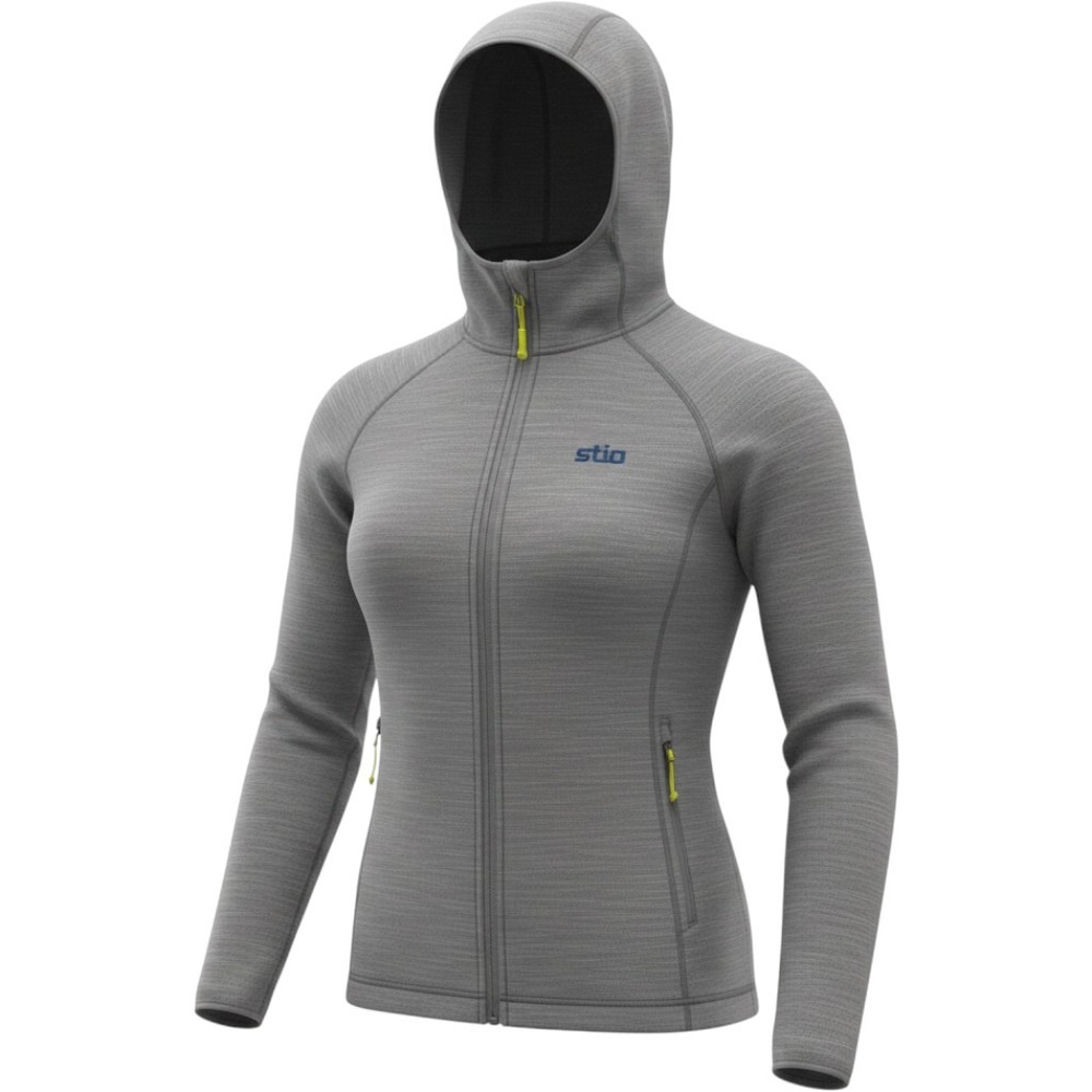 Stio Womens Sweetwater Fleece Hoodie Gray Full Zip Jacket Large Outdoor Layer